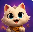 The small white kitten Mooji just opens her eyes, starlight inside her pupils.